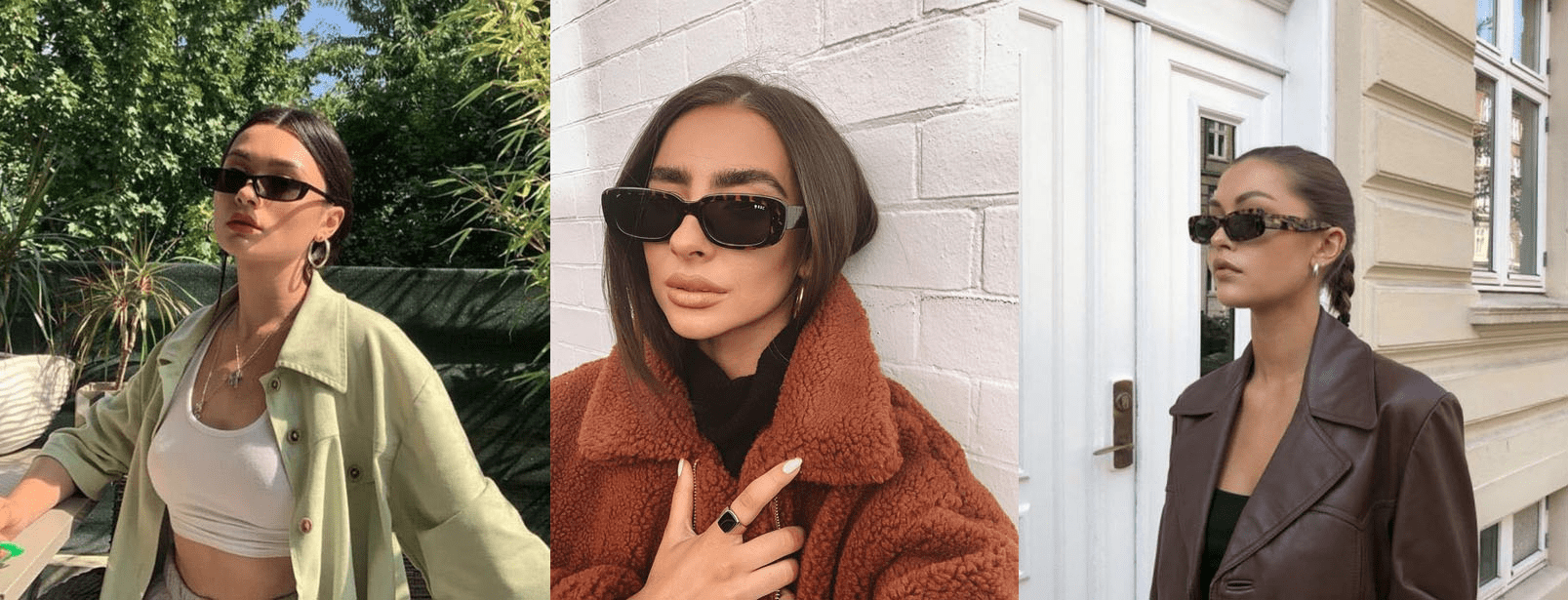 Model of narrow sunglasses