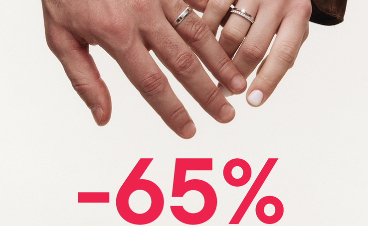 У LOVE YOU зараз діють знижки -65% на обручки при покупці парою